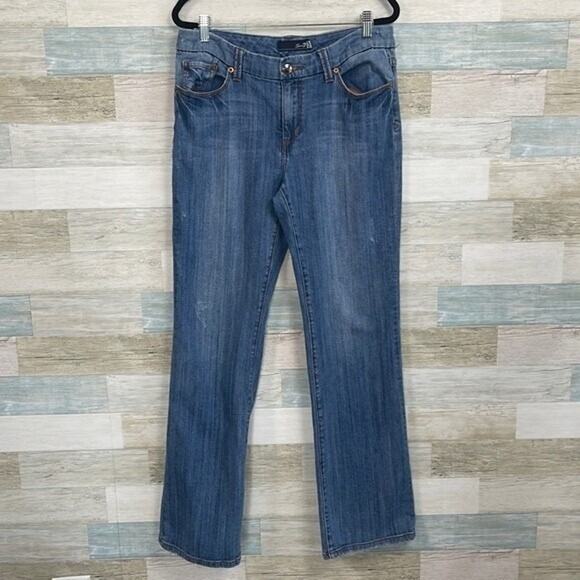 SEVEN7 Studio Mid Rise Bootcut Jeans Medium Wash Stretch Denim Womens 8 - Picture 1 of 5